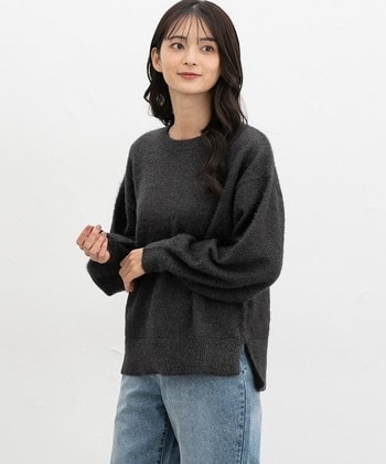 【Honeys公式 / ハニーズ】フェザークルーニット レディース S スミクロ プチプラ 【Honeys公式 / ハニーズ】フェザークルーニット レディース S スミクロ プチプラ