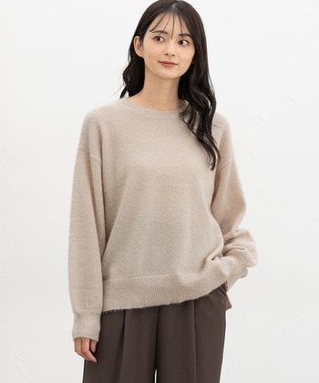 【Honeys公式 / ハニーズ】フェザークルーニット レディース L ベージュ プチプラ 【Honeys公式 / ハニーズ】フェザークルーニット レディース L ベージュ プチプラ