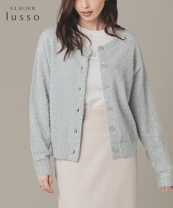 【Honeys公式 / ハニーズ】ラメ入りフェザーカーデ レディース L グレー プチプラ 【Honeys公式 / ハニーズ】ラメ入りフェザーカーデ レディース L グレー プチプラ