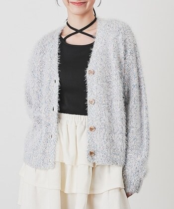 【Honeys公式 / ハニーズ】ミックスVネックカーデ レディース S サックスMix プチプラ 【Honeys公式 / ハニーズ】ミックスVネックカーデ レディース S サックスMix プチプラ