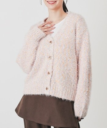 【Honeys公式 / ハニーズ】ミックスVネックカーデ レディース S オレンジMix プチプラ 【Honeys公式 / ハニーズ】ミックスVネックカーデ レディース S オレンジMix プチプラ