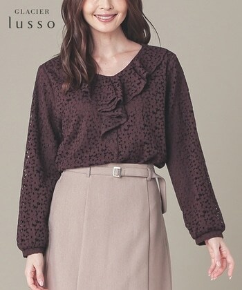 【Honeys公式 / ハニーズ】フリルレーストップス レディース M ブラウン プチプラ 【Honeys公式 / ハニーズ】フリルレーストップス レディース M ブラウン プチプラ