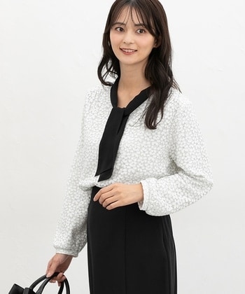 【Honeys公式 / ハニーズ】レースボウタイトップス レディース L アイボリー×クロ プチプラ 【Honeys公式 / ハニーズ】レースボウタイトップス レディース L アイボリー×クロ プチプラ