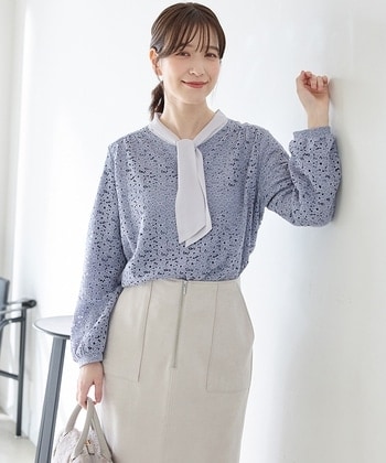 【Honeys公式 / ハニーズ】レースボウタイトップス レディース L スモーキーブルー プチプラ 【Honeys公式 / ハニーズ】レースボウタイトップス レディース L スモーキーブルー プチプラ