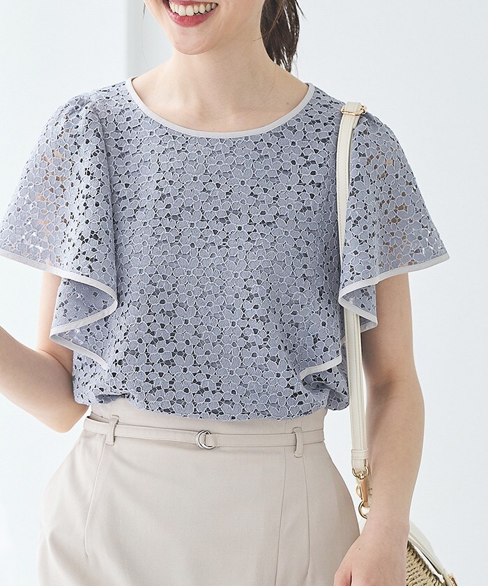 【Honeys公式 / ハニーズ】フレア袖レーストップス レディース LL スモーキーブルー プチプラ 【Honeys公式 / ハニーズ】フレア袖レーストップス レディース LL スモーキーブルー プチプラ