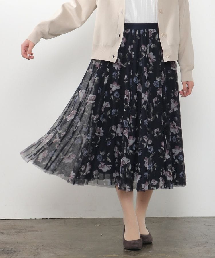 Fashion Skirts Flared Skirts Background Flared Skirt lilac-light grey flower pattern casual look 