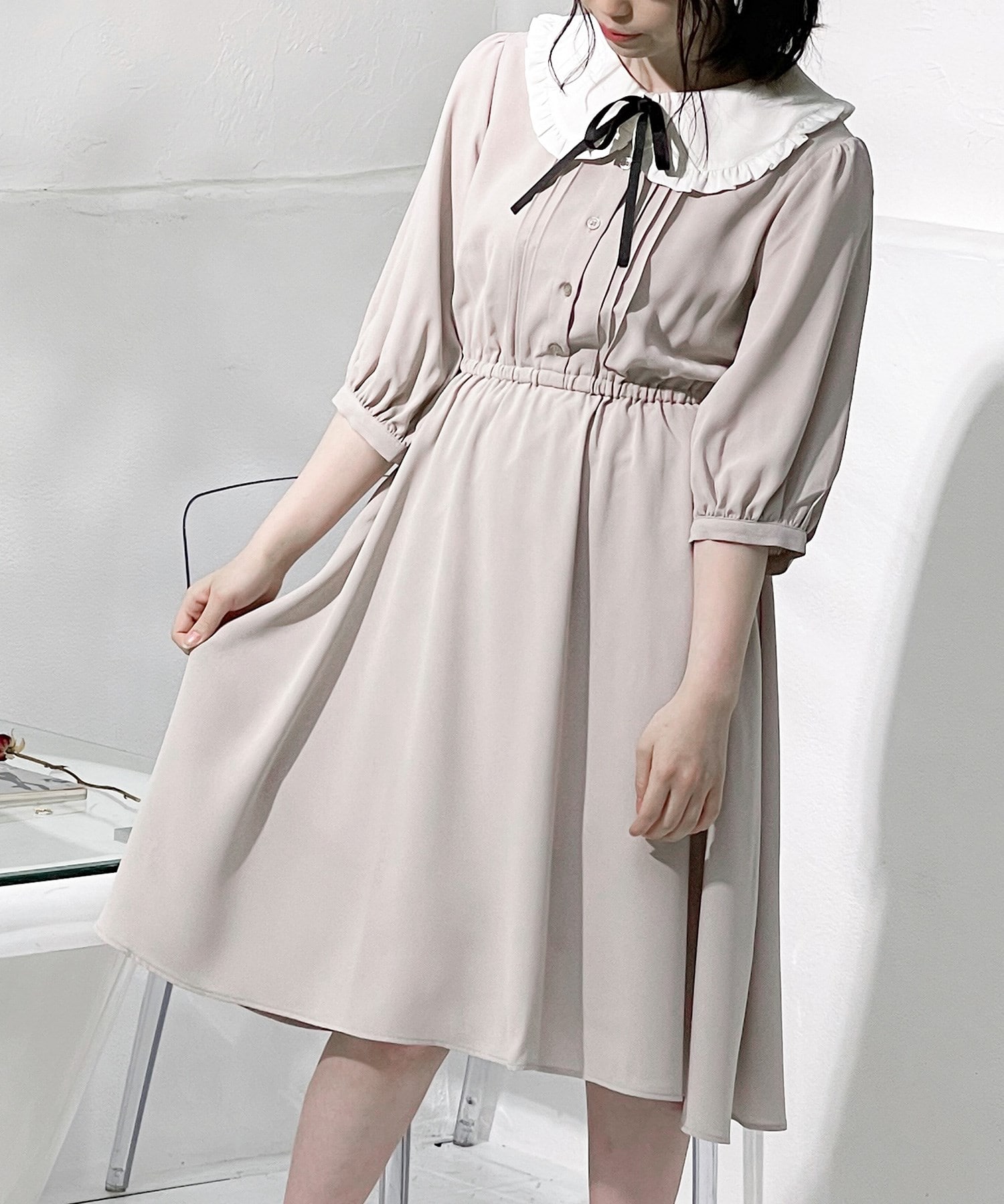 ハニーズ公式通販 衿付ワンピース Web限定llサイズ有 ワンピース Honeys Online Shop レディースファッション通販