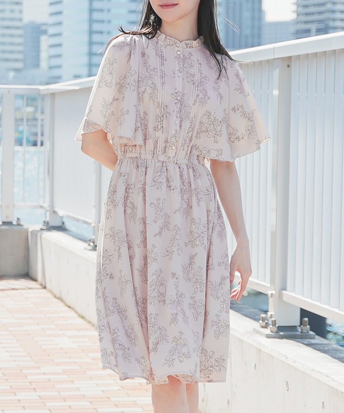 【Honeys公式 / ハニーズ】フレア袖ワンピース レディース M ベージュ花柄 プチプラ 【Honeys公式 / ハニーズ】フレア袖ワンピース レディース M ベージュ花柄 プチプラ