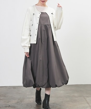 【Honeys公式 / ハニーズ】バルーンキャミワンピース レディース Ｍ チャコール プチプラ