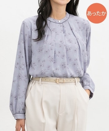 【Honeys公式 / ハニーズ】あったか裏地配色ブラウス レディース S サックス花柄 プチプラ 【Honeys公式 / ハニーズ】あったか裏地配色ブラウス レディース S サックス花柄 プチプラ