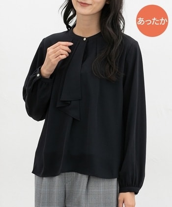 【Honeys公式 / ハニーズ】あったか裏地ボウタイブラウス レディース 3L ネイビー プチプラ 【Honeys公式 / ハニーズ】あったか裏地ボウタイブラウス レディース 3L ネイビー プチプラ