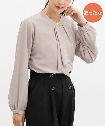 【Honeys公式 / ハニーズ】あったか裏地ボウタイブラウス レディース L ピンクグレー プチプラ 【Honeys公式 / ハニーズ】あったか裏地ボウタイブラウス レディース L ピンクグレー プチプラ