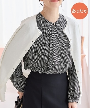 【Honeys公式 / ハニーズ】あったか裏地ボウタイブラウス レディース M 千鳥柄 プチプラ 【Honeys公式 / ハニーズ】あったか裏地ボウタイブラウス レディース M 千鳥柄 プチプラ