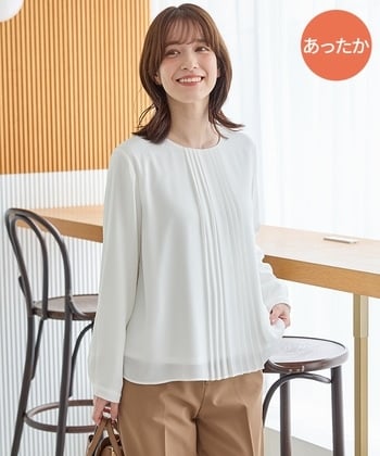 【Honeys公式 / ハニーズ】あったか裏地プリーツブラウス レディース Ｍ アイボリー プチプラ