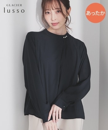 【Honeys公式 / ハニーズ】パール付ウォームブラウス レディース S ネイビー プチプラ 【Honeys公式 / ハニーズ】パール付ウォームブラウス レディース S ネイビー プチプラ