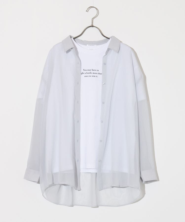 ハニーズ公式通販】Tシャツ付シアーシャツ: トップス-Honeys Online