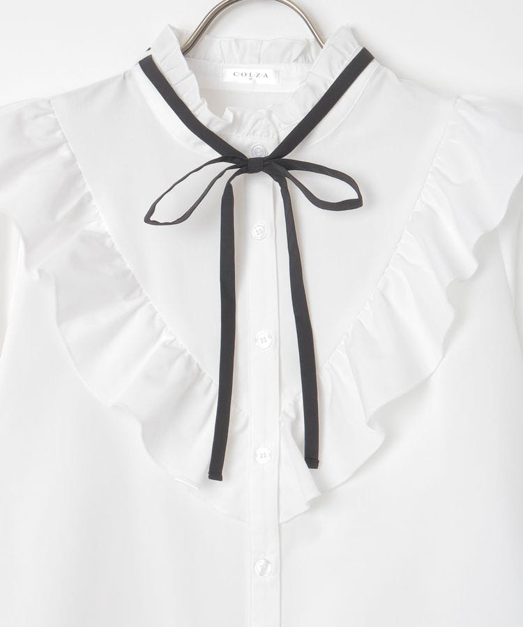 ハニーズ公式通販】リボン付フリルブラウス: トップス-Honeys Online
