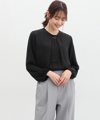 【Honeys公式 / ハニーズ】ボウタイブラウス レディース Ｌ ブラック プチプラ