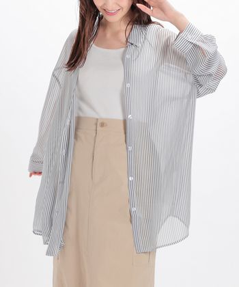 【Honeys公式 / ハニーズ】タンク付シアーシャツ レディース L オフ×コン プチプラ