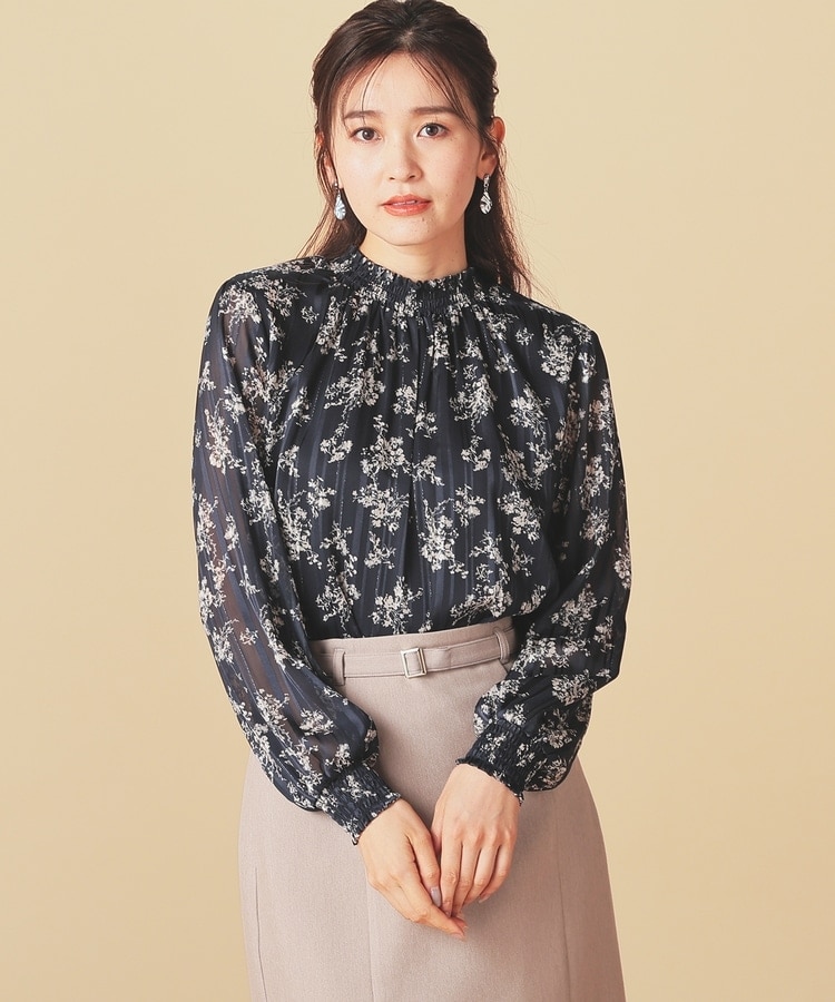 HONEYMEW 千鳥柄ハイネックアンサンブルトップス ブラック ハニー