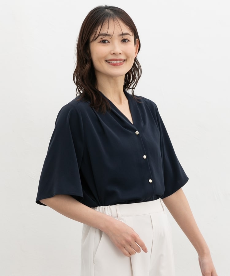 金釦Vネックブラウス: トップス｜ハニーズ公式通販