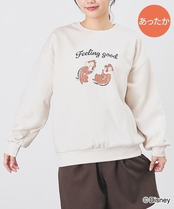 【Honeys公式 / ハニーズ】ディズニー／ゆるトップス レディース Ｌ アイボリー プチプラ