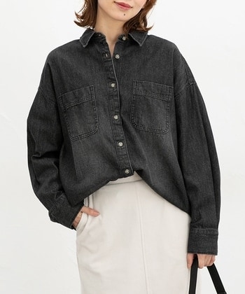 【Honeys公式 / ハニーズ】デニムゆるシャツ レディース S ブラック プチプラ 【Honeys公式 / ハニーズ】デニムゆるシャツ レディース S ブラック プチプラ