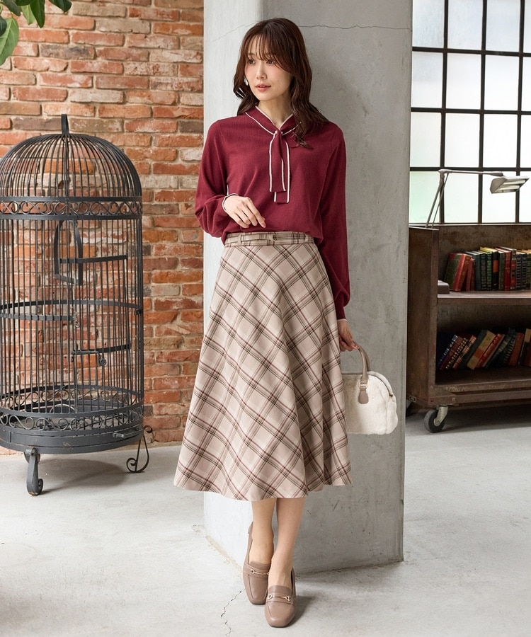 ベージュ チェック柄 フレアスカート 新品 チェック柄フレアスカート: ボトムス｜ハニーズ公式通販