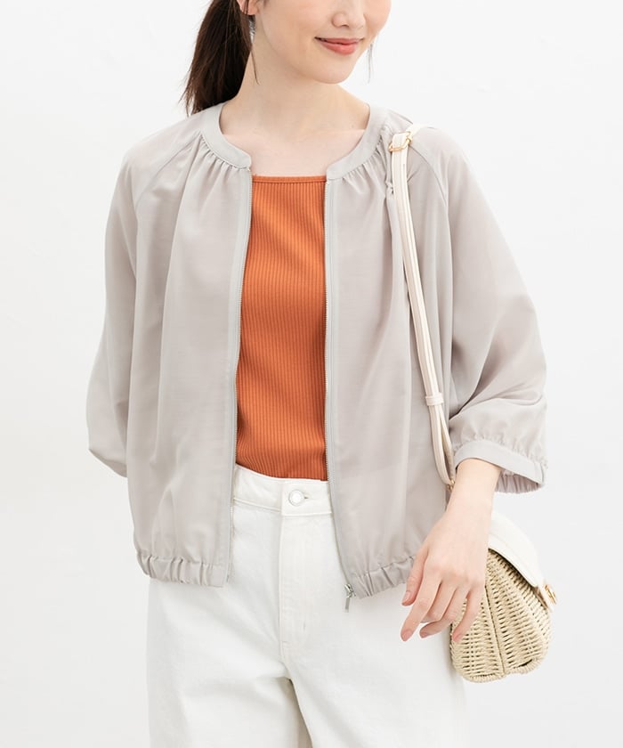 【Honeys公式 / ハニーズ】8分袖シアーブルゾン レディース M グレージュ プチプラ 【Honeys公式 / ハニーズ】8分袖シアーブルゾン レディース M グレージュ プチプラ