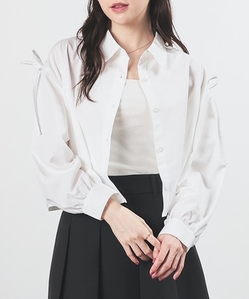 【Honeys公式 / ハニーズ】肩リボンシャツ レディース M ホワイト プチプラ 【Honeys公式 / ハニーズ】肩リボンシャツ レディース M ホワイト プチプラ