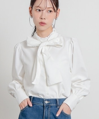 【Honeys公式 / ハニーズ】ボウタイブラウス レディース M ホワイト プチプラ 【Honeys公式 / ハニーズ】ボウタイブラウス レディース M ホワイト プチプラ