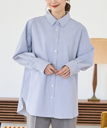 【Honeys公式 / ハニーズ】ゆるチュニックシャツ レディース F ブルー×オフ プチプラ 【Honeys公式 / ハニーズ】ゆるチュニックシャツ レディース F ブルー×オフ プチプラ