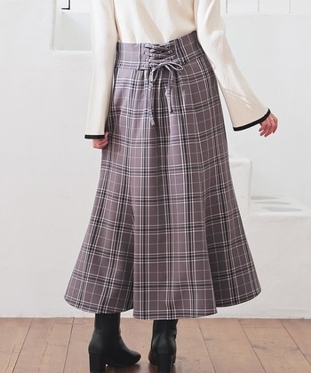 【Honeys公式 / ハニーズ】後レースアップスカート レディース M グレーチェック プチプラ 【Honeys公式 / ハニーズ】後レースアップスカート レディース M グレーチェック プチプラ