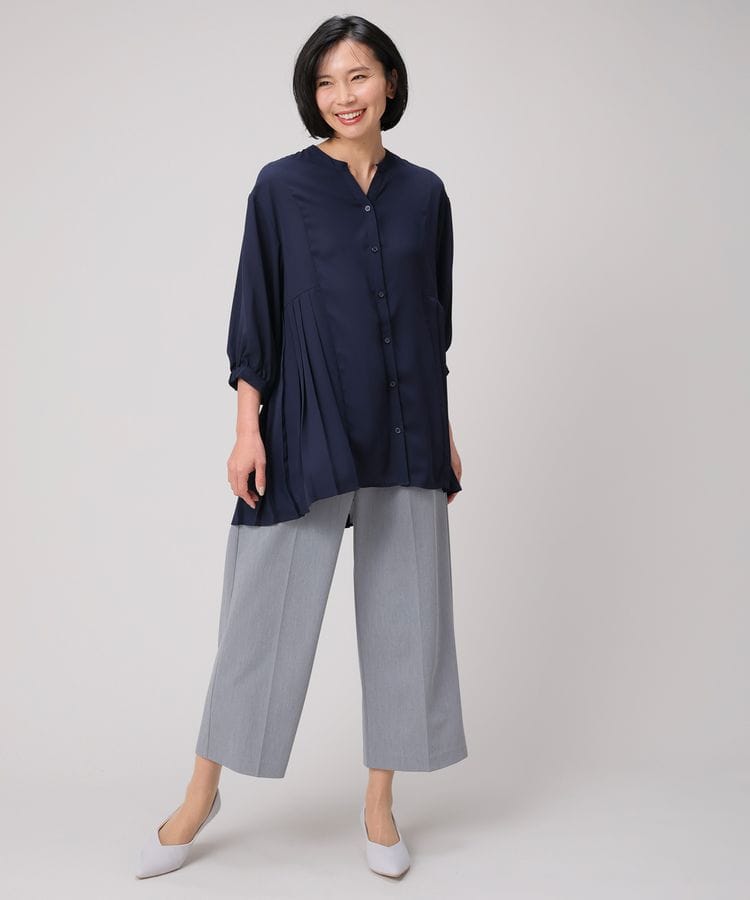 プリーツプリーズ 七分袖チュニックブラウス｜ファッション 