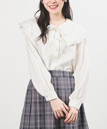 【Honeys公式 / ハニーズ】ビッグカラーブラウス レディース S ホワイト プチプラ 【Honeys公式 / ハニーズ】ビッグカラーブラウス レディース S ホワイト プチプラ