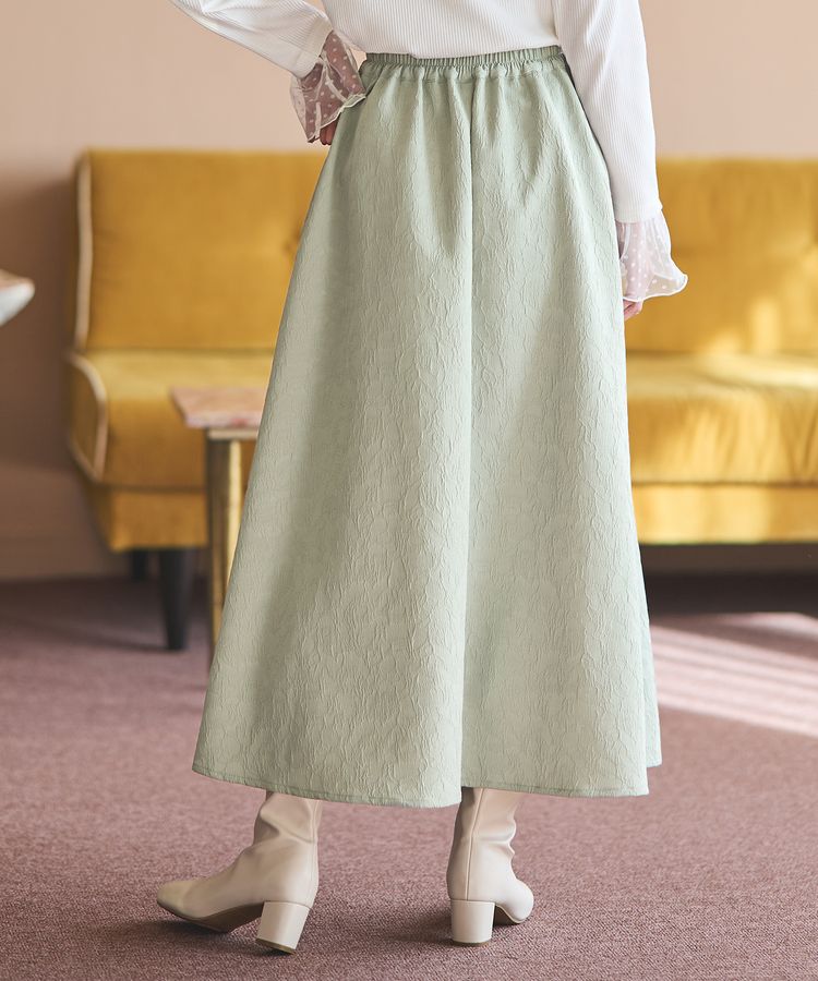 ヘヨンHYEON ジャカードスカート つぶつぶ / 黒 x 黒