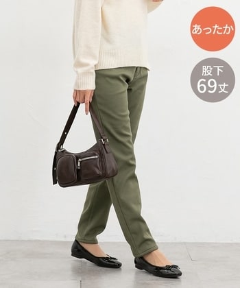 【Honeys公式 / ハニーズ】暖カラースキニー（股下６９ｃｍ） レディース Ｍ ダークカーキ プチプラ