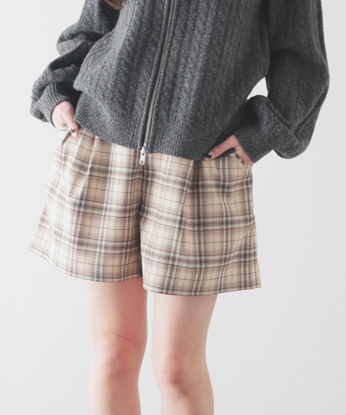 【Honeys公式 / ハニーズ】ショートパンツ レディース S ベージュチェック プチプラ