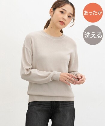 【Honeys公式 / ハニーズ】あったかクルーネック レディース Ｓ ライトベージュ プチプラ