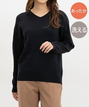 【Honeys公式 / ハニーズ】あったかVネックニット レディース LL ネイビー プチプラ 【Honeys公式 / ハニーズ】あったかVネックニット レディース LL ネイビー プチプラ