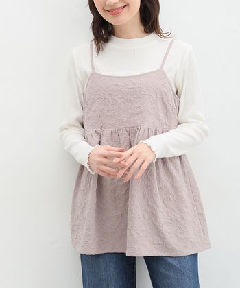 【Honeys公式 / ハニーズ】キャミ付トップス レディース S ピンクベージュ プチプラ 【Honeys公式 / ハニーズ】キャミ付トップス レディース S ピンクベージュ プチプラ