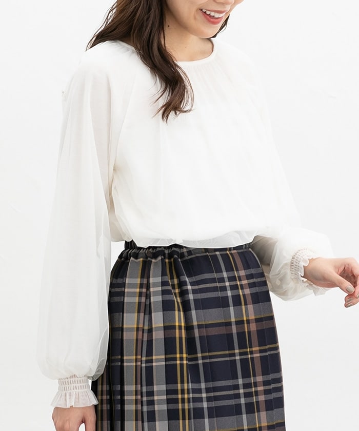 【Honeys公式 / ハニーズ】チュールトップス レディース S アイボリー プチプラ 【Honeys公式 / ハニーズ】チュールトップス レディース S アイボリー プチプラ