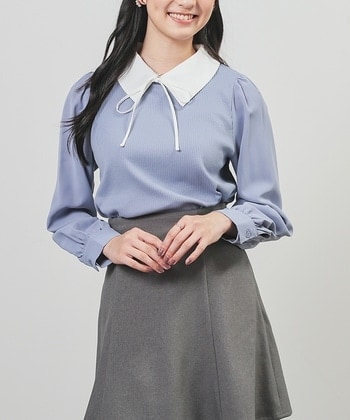 【Honeys公式 / ハニーズ】衿付トップス レディース Ｌ サックス プチプラ