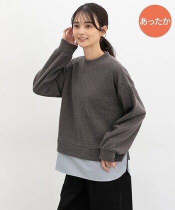 【Honeys公式 / ハニーズ】レイヤード風トップス レディース M 杢チャコール プチプラ 【Honeys公式 / ハニーズ】レイヤード風トップス レディース M 杢チャコール プチプラ