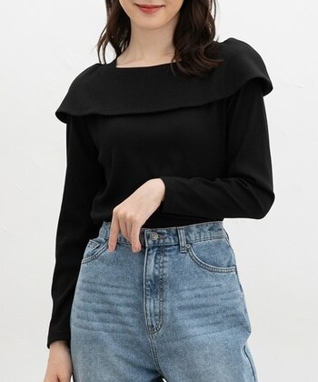 【Honeys公式 / ハニーズ】オフショル風トップス レディース S ブラック プチプラ 【Honeys公式 / ハニーズ】オフショル風トップス レディース S ブラック プチプラ