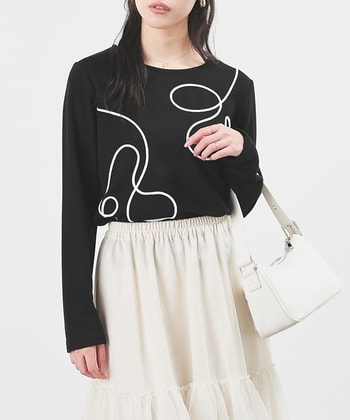 【Honeys公式 / ハニーズ】コード刺繍トップス レディース LL ブラック プチプラ 【Honeys公式 / ハニーズ】コード刺繍トップス レディース LL ブラック プチプラ