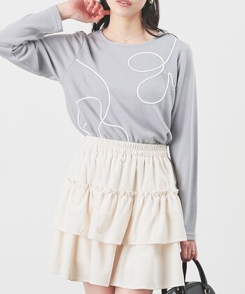 【Honeys公式 / ハニーズ】コード刺繍トップス レディース ＬＬ グレー プチプラ