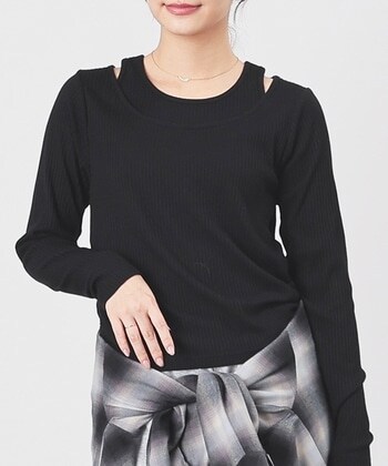 【Honeys公式 / ハニーズ】タンクレイヤードトップス レディース S ブラック プチプラ 【Honeys公式 / ハニーズ】タンクレイヤードトップス レディース S ブラック プチプラ