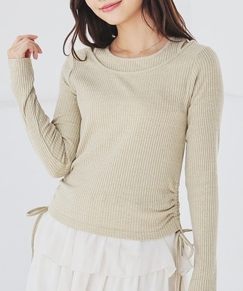 【Honeys公式 / ハニーズ】タンクレイヤードトップス レディース M ベージュMix プチプラ 【Honeys公式 / ハニーズ】タンクレイヤードトップス レディース M ベージュMix プチプラ