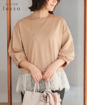 7分袖レースレイヤードトップス: トップス｜ハニーズ公式通販